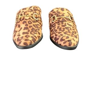 Leopard Print Loafers‎ with Gold Accents